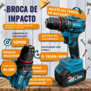 Kit de ferramentas 4 em 1 Furadeira, Chave de fenda/Chave de impacto/Amolador/Martelo 2 baterias de 68 V Caixa